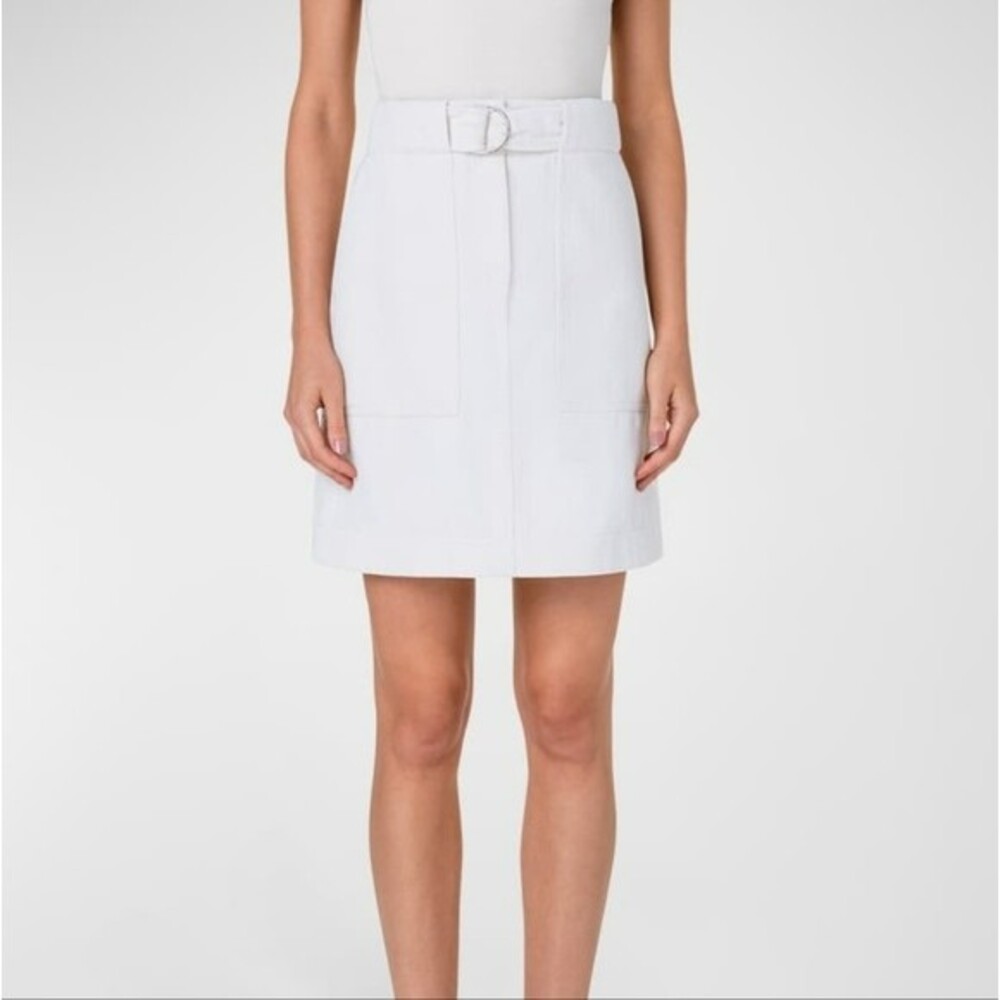 NWT Akris Punto Belted Denim A-Line Skirt Sz 10